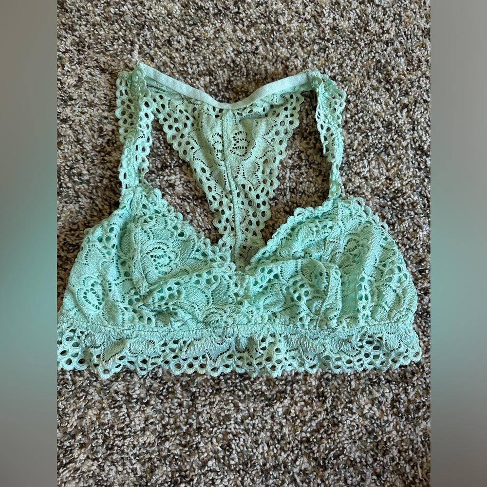 Aerie Mint Green Eyelet Lace Racerback Bralette